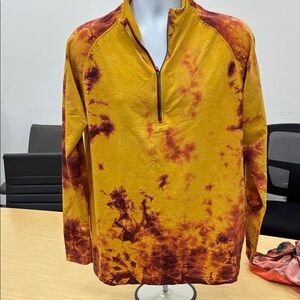 Lululemon Yellow and Red Tie-Dye Quarter-Zip Pullover